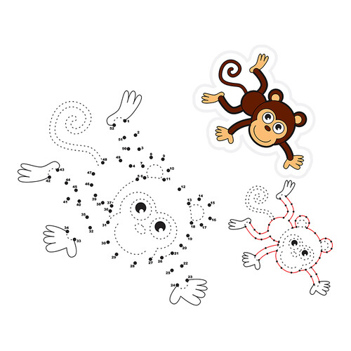 Página para colorear: Monito por puntos dibujo para colorear gratis de Dot-to-Dot Coloring Pages