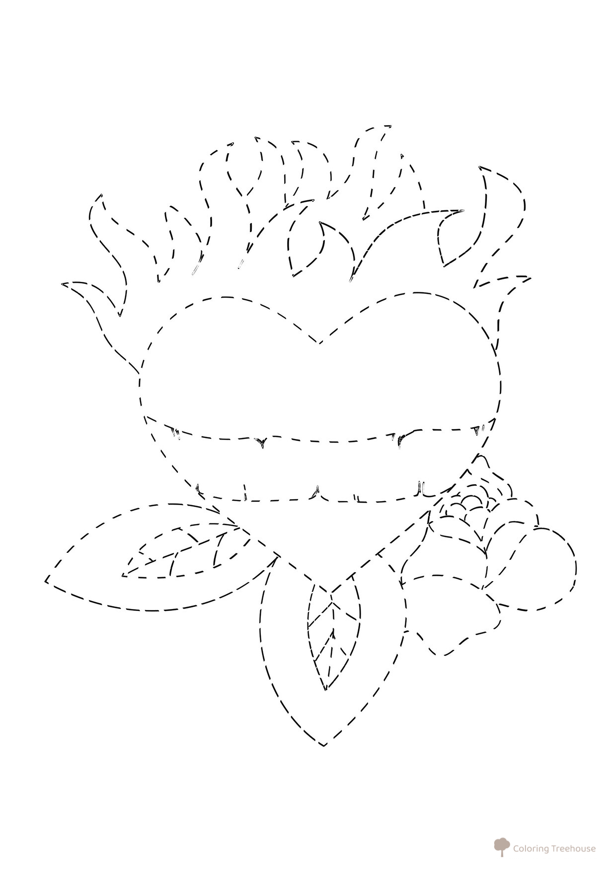 Página para colorear ‘Corazón de fuego’ por puntos dibujo para colorear gratis de Dot-to-Dot Coloring Pages