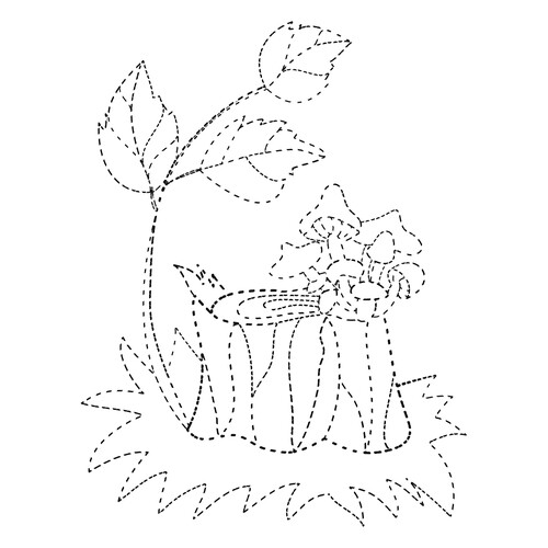 Tree Stump with Mushrooms Dot-to-Dot Coloring Page free printable Dot-to-Dot Coloring Pages coloring page