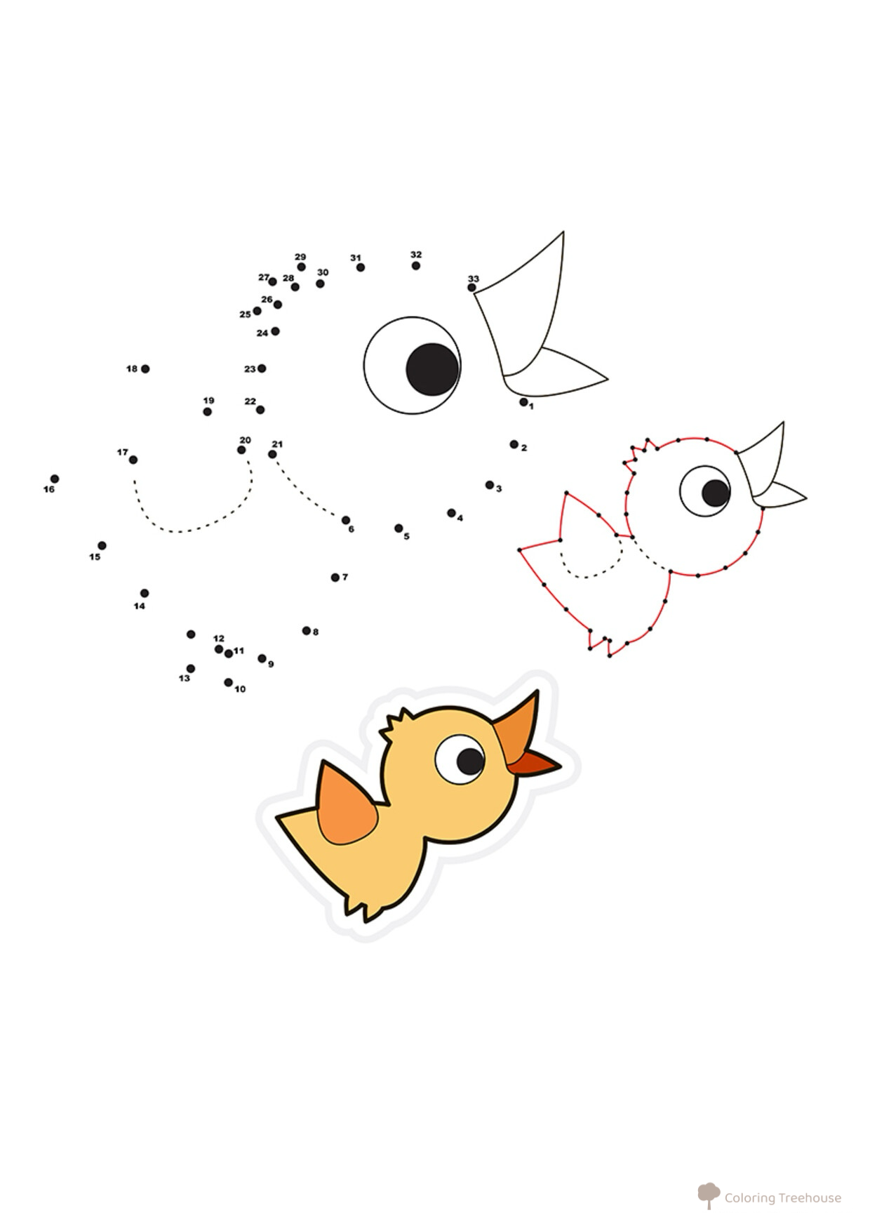 Dot-to-Dot Bird Coloring Page free printable Dot-to-Dot Coloring Pages coloring page