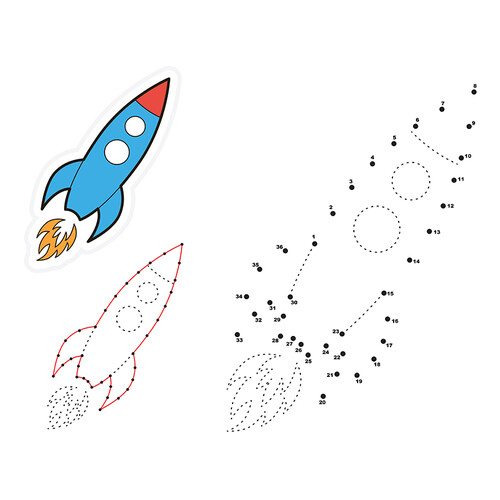 Ракета по точкам — раскраска dibujo para colorear gratis de Dot-to-Dot Coloring Pages