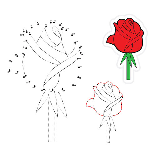 Rose Connect-the-Dots Coloring Page free printable Dot-to-Dot Coloring Pages coloring page