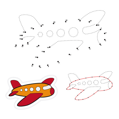 Airplane Connect-the-Dots Coloring Page free printable Dot-to-Dot Coloring Pages coloring page
