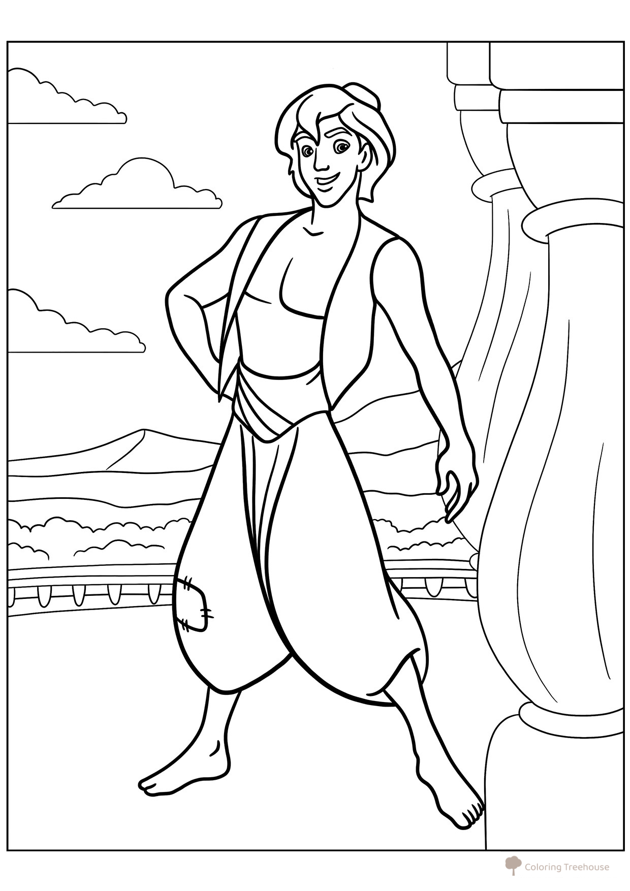 Brave Aladdin Coloring Page free printable Aladdin and Jasmine Coloring Pages coloring page