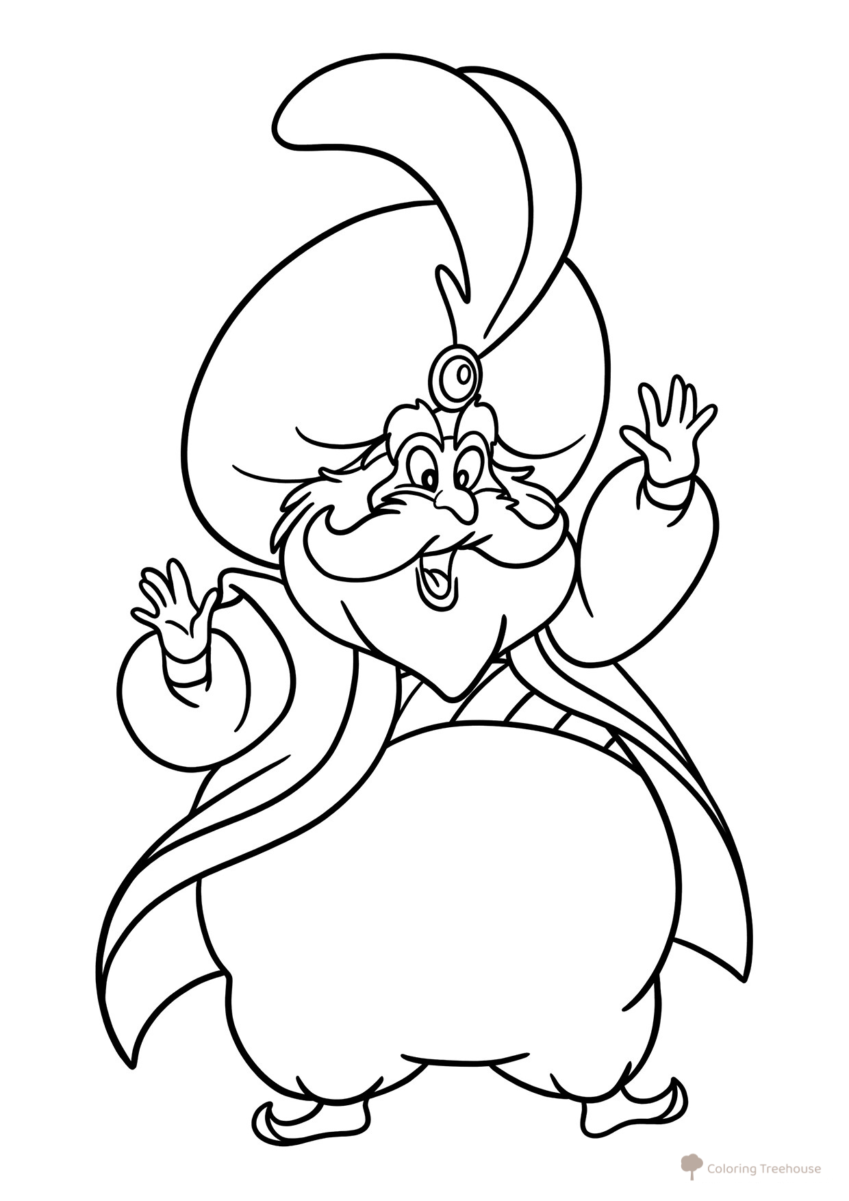 Página para colorear: Sultán de Aladdín dibujo para colorear gratis de Páginas para colorear de Aladdín y Jazmín