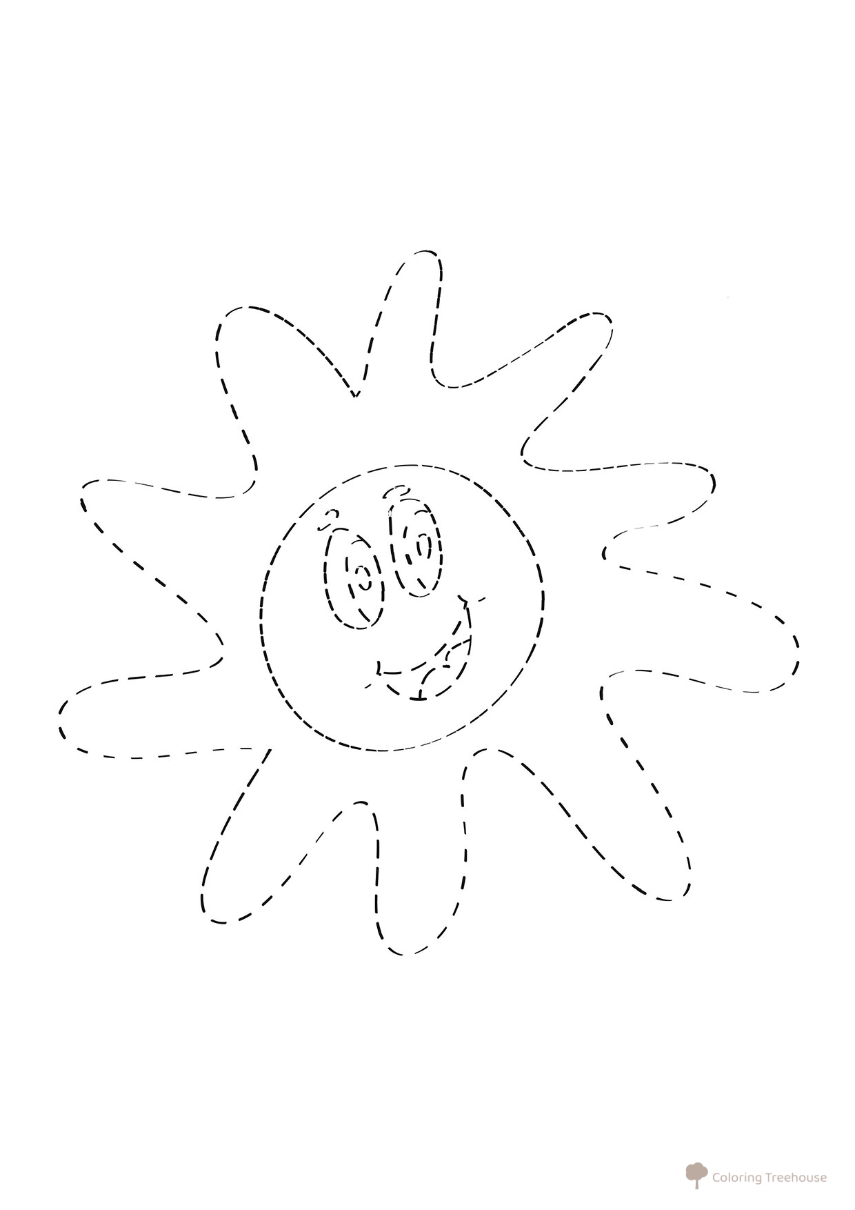 Página para colorear Sol con puntos para niños pequeños dibujo para colorear gratis de Dot-to-Dot Coloring Pages
