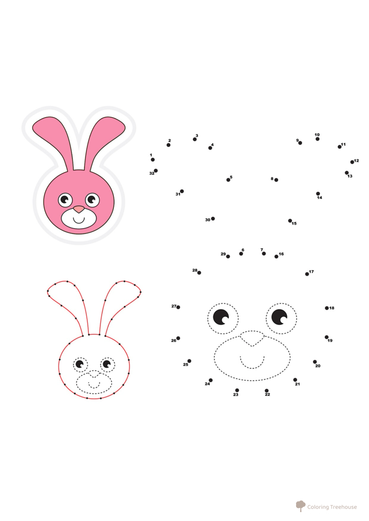 Página para colorear: Conejito por puntos dibujo para colorear gratis de Dot-to-Dot Coloring Pages