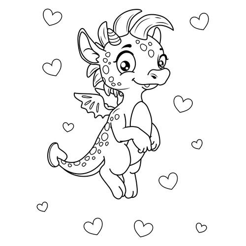 Dragon Love Coloring Page free printable Dragon Coloring Pages for Kids - Fun Fantasy Dragons coloring page