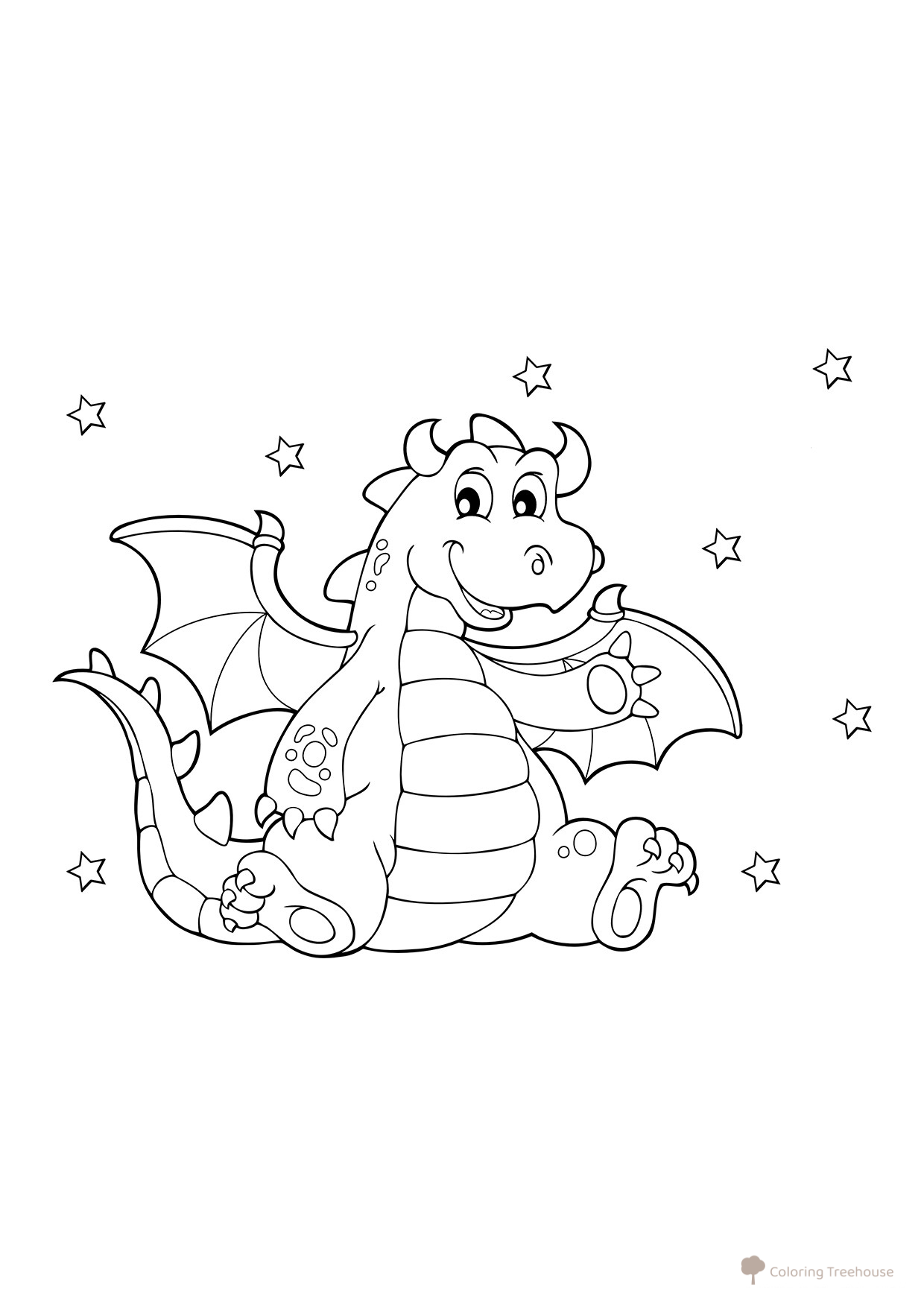 Página para colorear: Dragón saludando con la pata dibujo para colorear gratis de Dragon Coloring Pages for Kids - Fun Fantasy Dragons