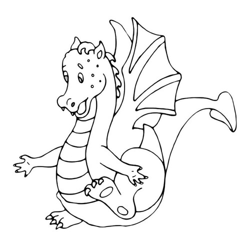 Página para colorear: El dragón se estrelló en el suelo dibujo para colorear gratis de Dragon Coloring Pages for Kids - Fun Fantasy Dragons