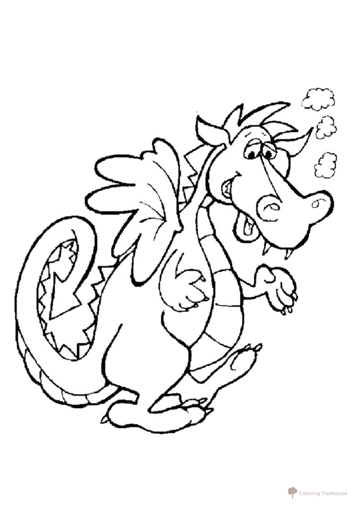 Dibujo para colorear: Dragón aprende a caminar dibujo para colorear gratis de Dragon Coloring Pages for Kids - Fun Fantasy Dragons