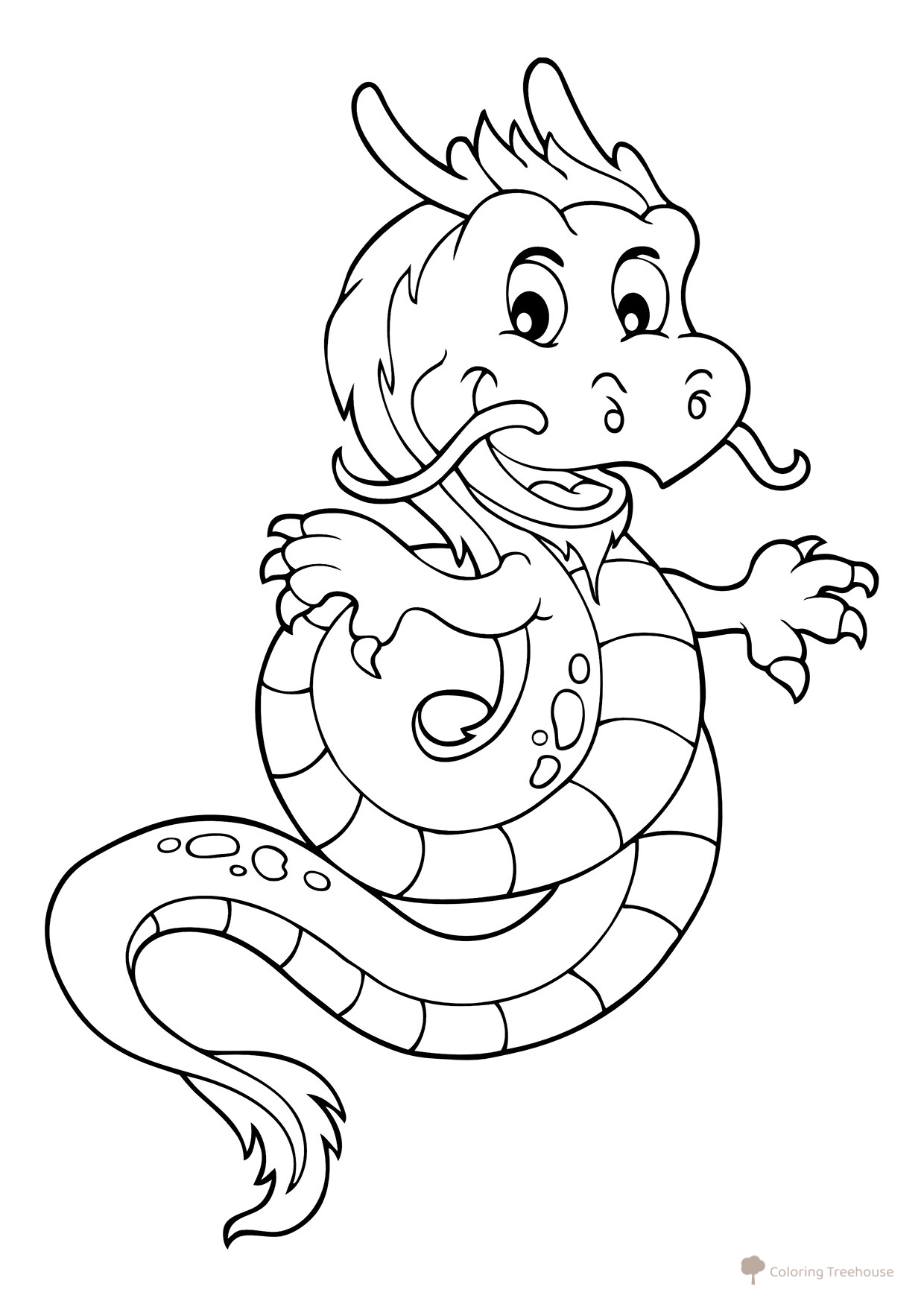 Página para colorear: Dragón en estilo chino dibujo para colorear gratis de Dragon Coloring Pages for Kids - Fun Fantasy Dragons