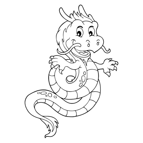 Página para colorear: Dragón en estilo chino dibujo para colorear gratis de Dragon Coloring Pages for Kids - Fun Fantasy Dragons