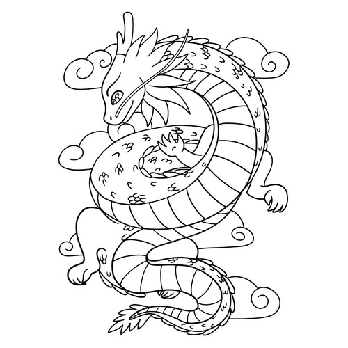 Dragon in the Clouds Coloring Page free printable Dragon Coloring Pages for Kids - Fun Fantasy Dragons coloring page