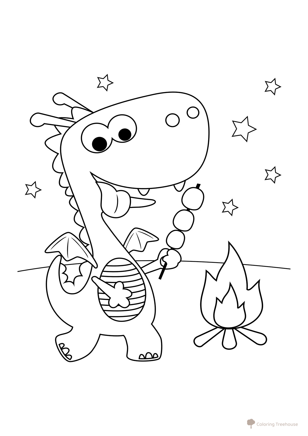 Раскраска Дракон в походе dibujo para colorear gratis de Dragon Coloring Pages for Kids - Fun Fantasy Dragons