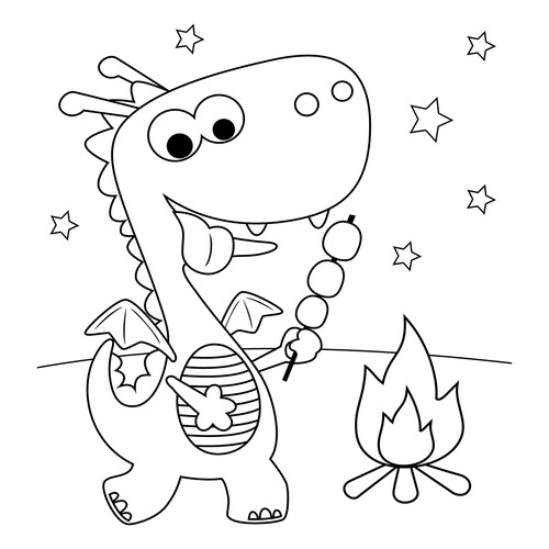Раскраска Дракон в походе dibujo para colorear gratis de Dragon Coloring Pages for Kids - Fun Fantasy Dragons