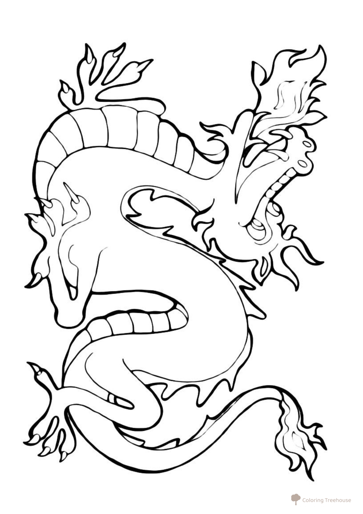 Página para colorear: Dragón que lanza llamas dibujo para colorear gratis de Dragon Coloring Pages for Kids - Fun Fantasy Dragons