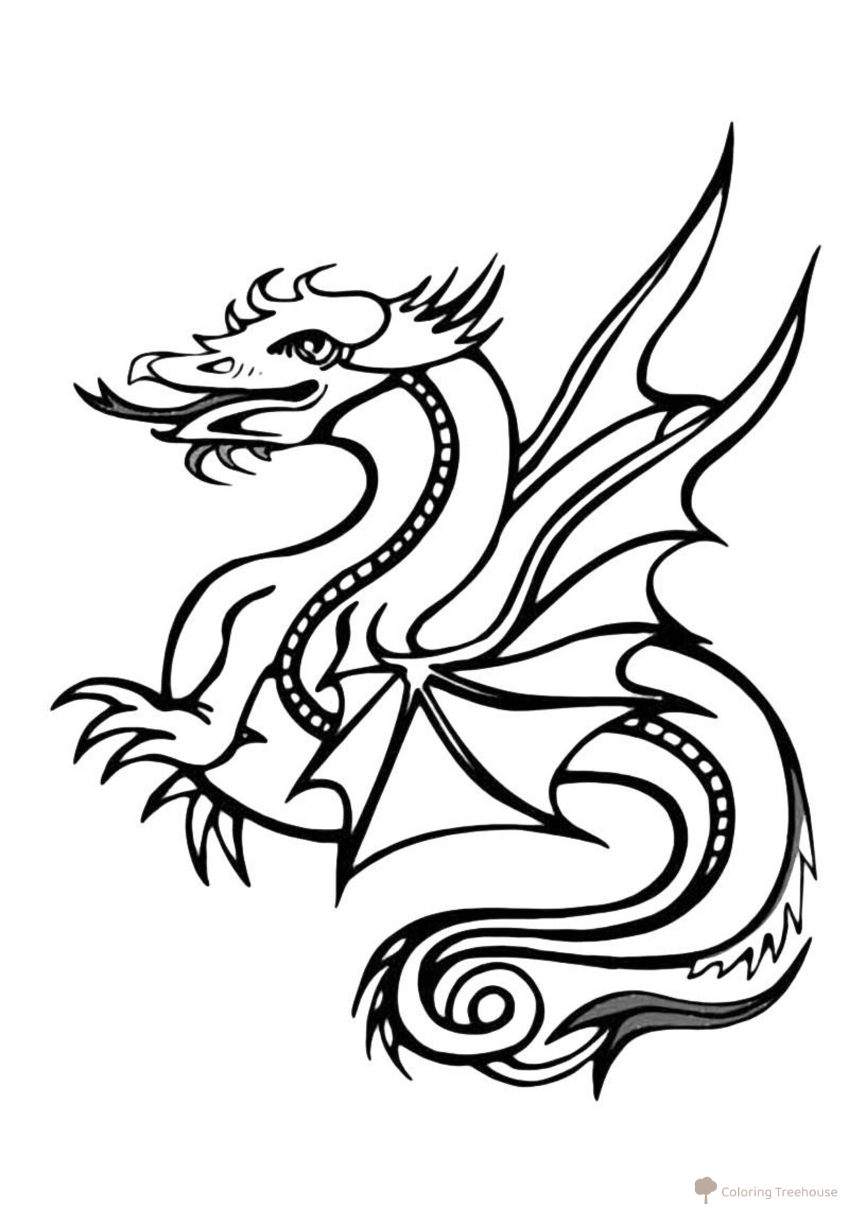 Mythical Dragon Coloring Page free printable Dragon Coloring Pages for Kids - Fun Fantasy Dragons coloring page