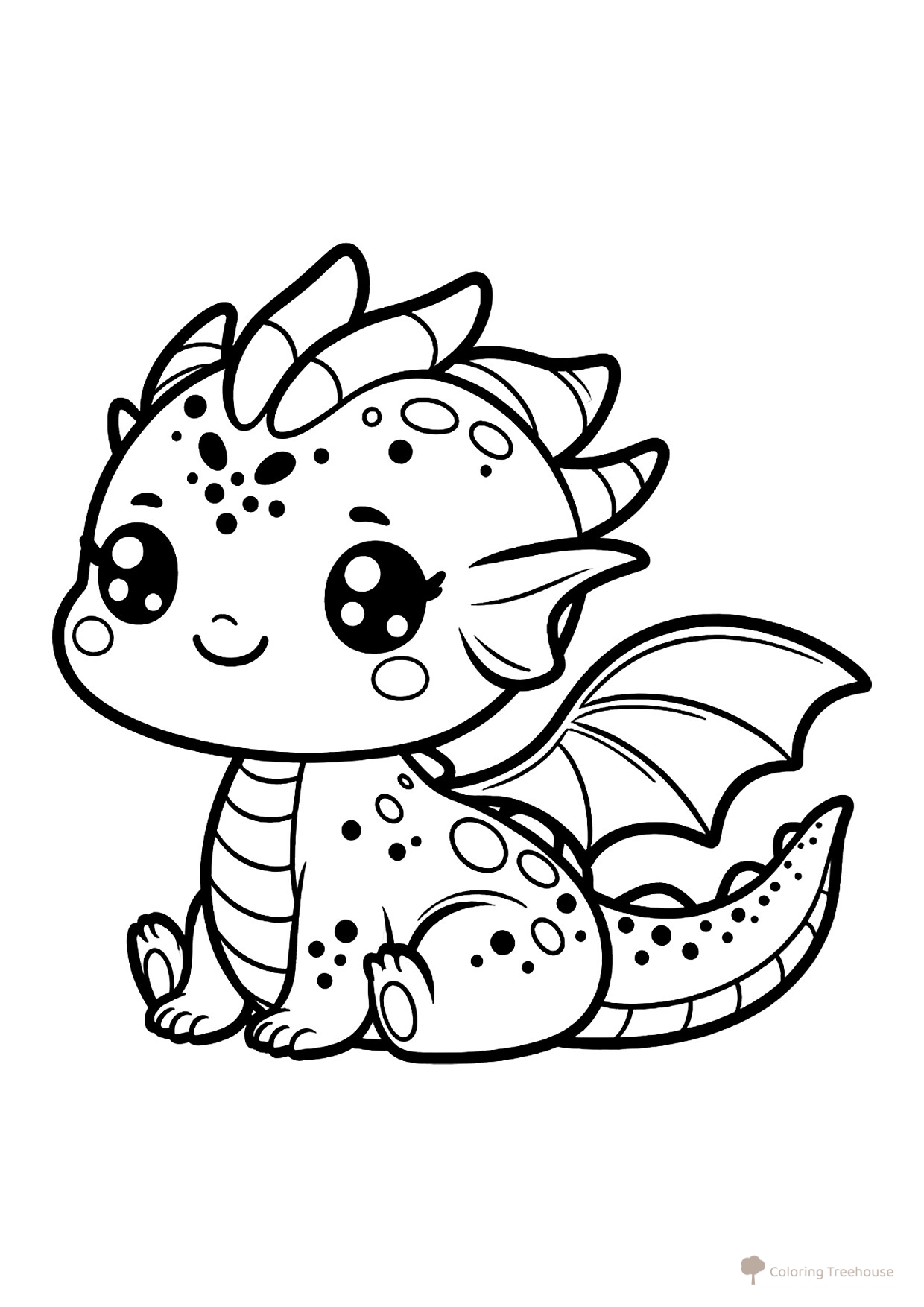 Cute Dragon Coloring Page for Toddlers free printable Dragon Coloring Pages for Kids - Fun Fantasy Dragons coloring page