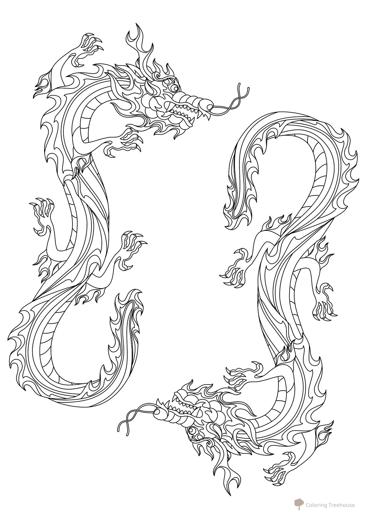 Página para colorear: Dragones de fuego dibujo para colorear gratis de Dragon Coloring Pages for Kids - Fun Fantasy Dragons