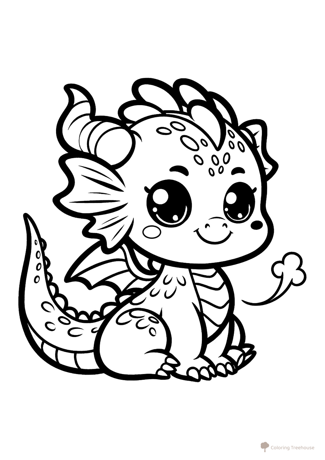 Cute Little Dragon Coloring Page free printable Dragon Coloring Pages for Kids - Fun Fantasy Dragons coloring page