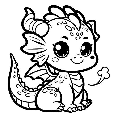 Cute Little Dragon Coloring Page free printable Dragon Coloring Pages for Kids - Fun Fantasy Dragons coloring page