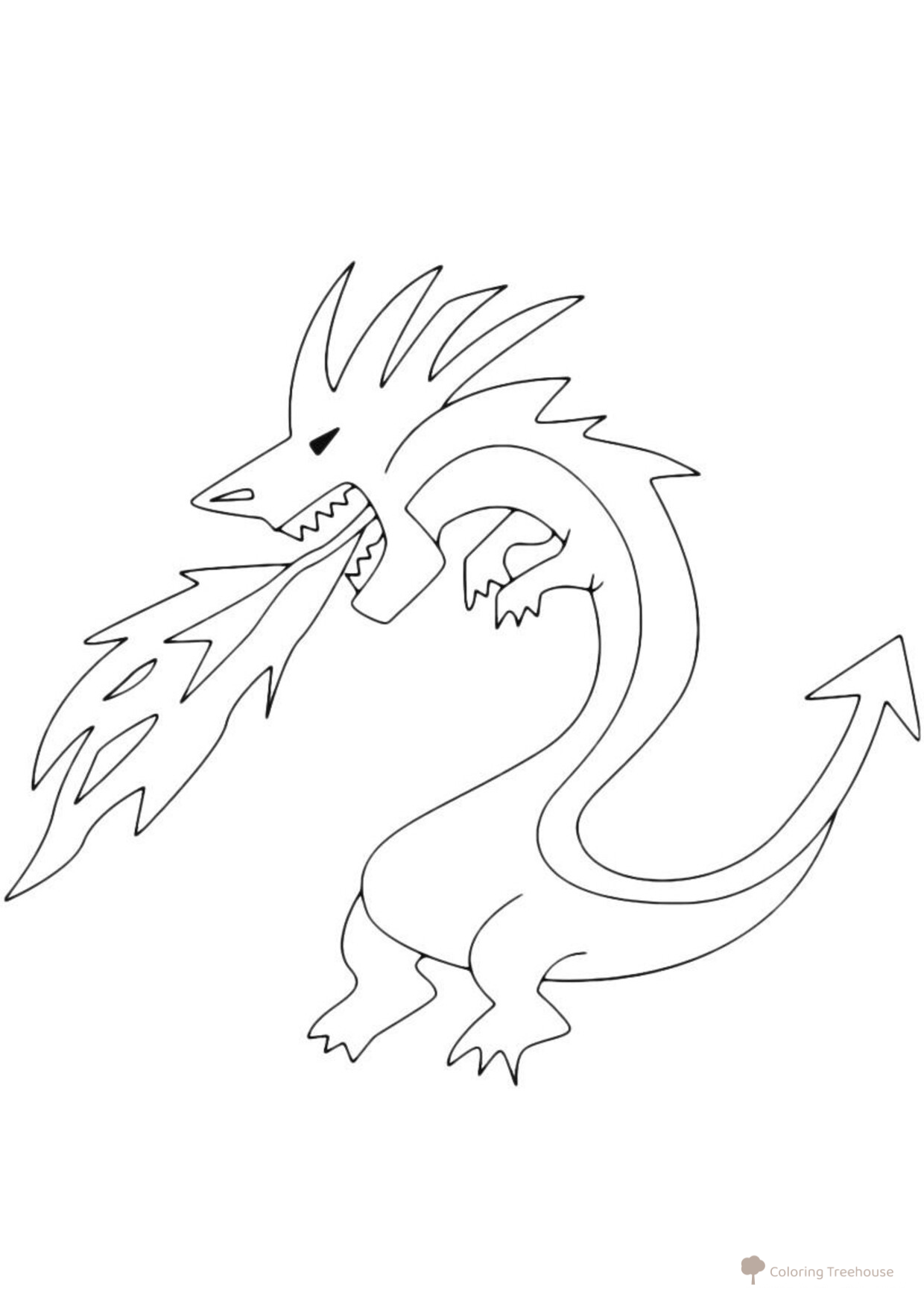 Página para colorear: Dragón Ardiente dibujo para colorear gratis de Dragon Coloring Pages for Kids - Fun Fantasy Dragons