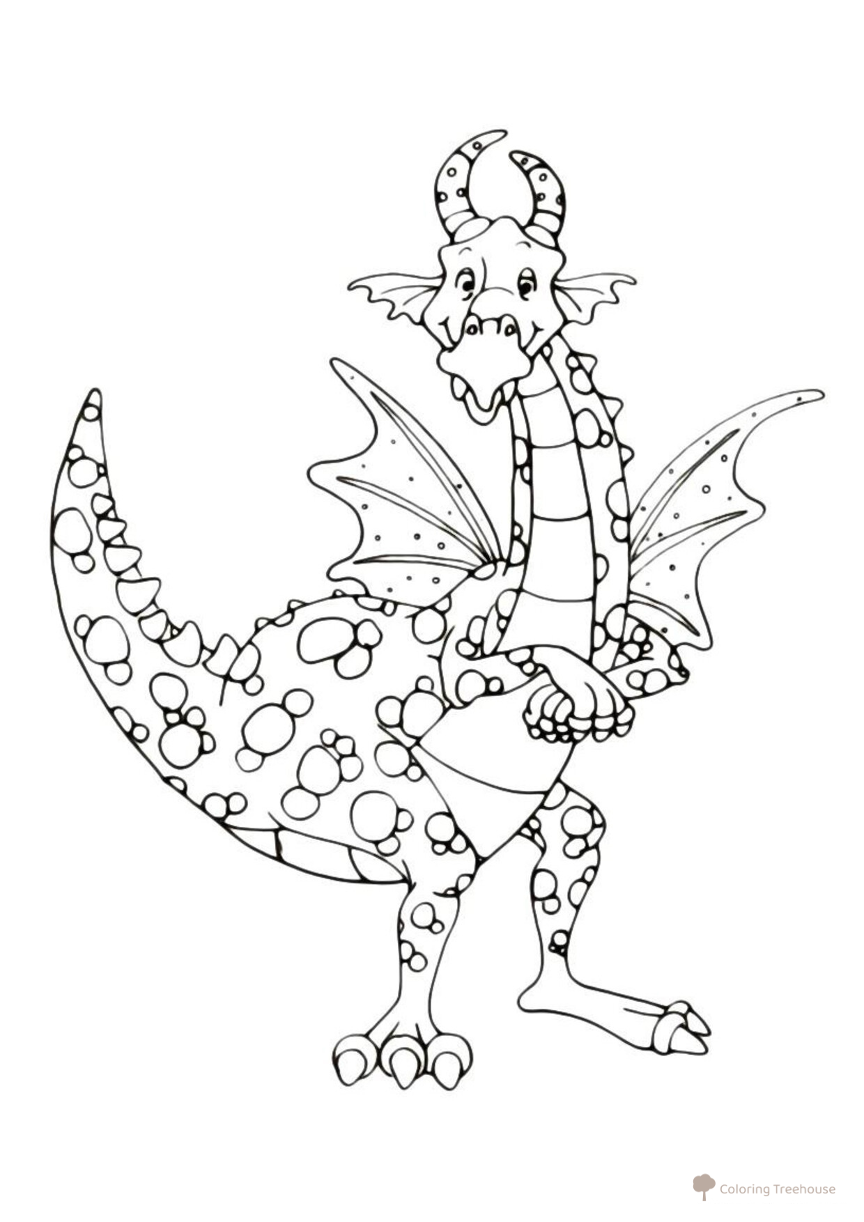 Spiky Little Dragon Coloring Page free printable Dragon Coloring Pages for Kids - Fun Fantasy Dragons coloring page