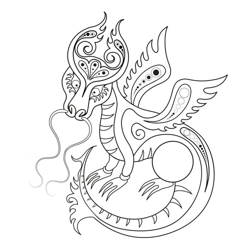 Fairy Tale Dragon Coloring Page free printable Dragon Coloring Pages for Kids - Fun Fantasy Dragons coloring page