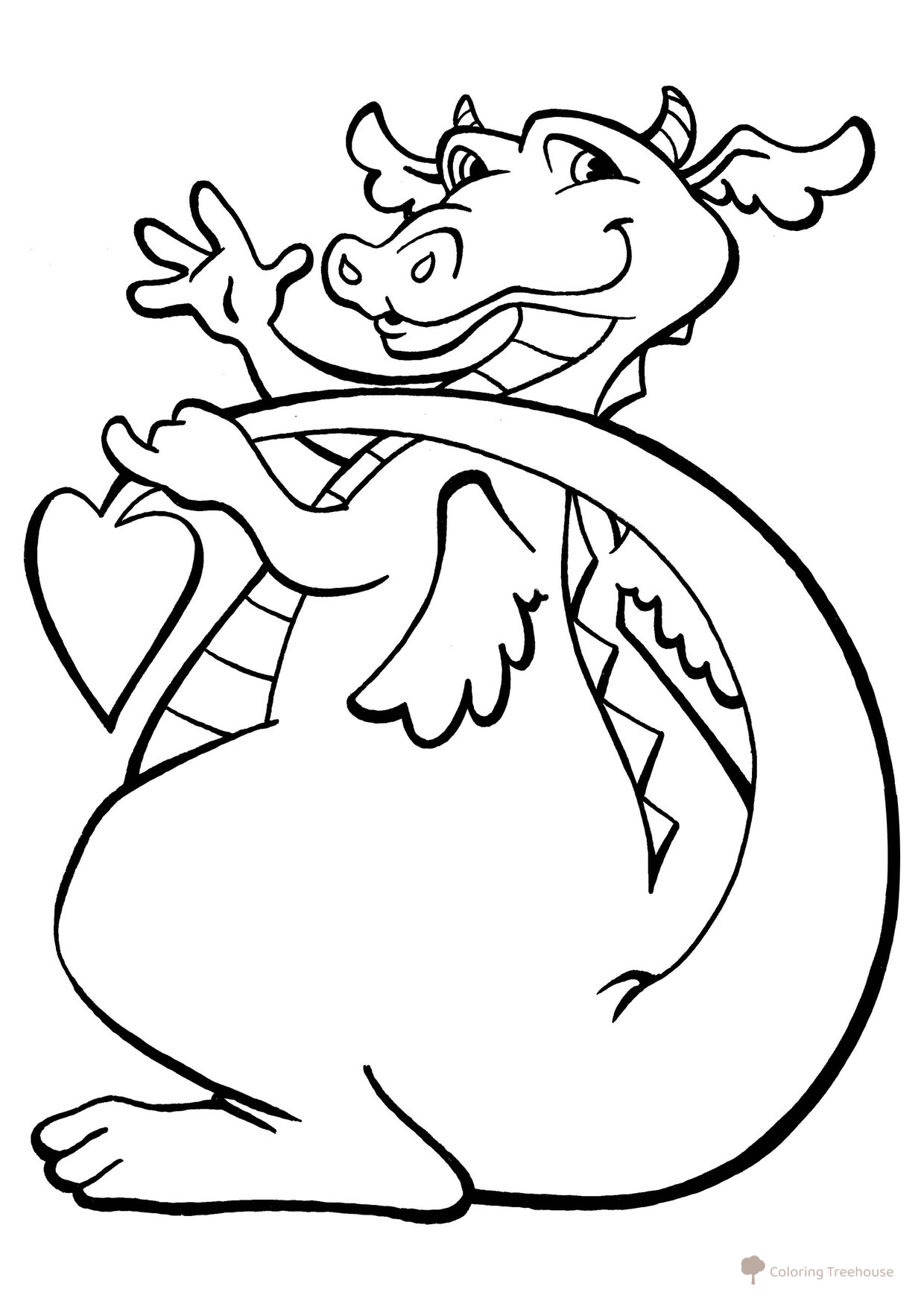 Lovestruck Dragon Coloring Page free printable Dragon Coloring Pages for Kids - Fun Fantasy Dragons coloring page