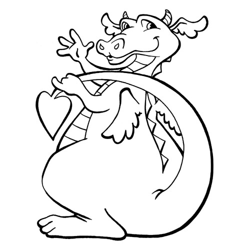 Lovestruck Dragon Coloring Page free printable Dragon Coloring Pages for Kids - Fun Fantasy Dragons coloring page