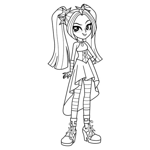 Aria Blaze from Equestria Coloring Page free printable My Little Pony Coloring Pages coloring page