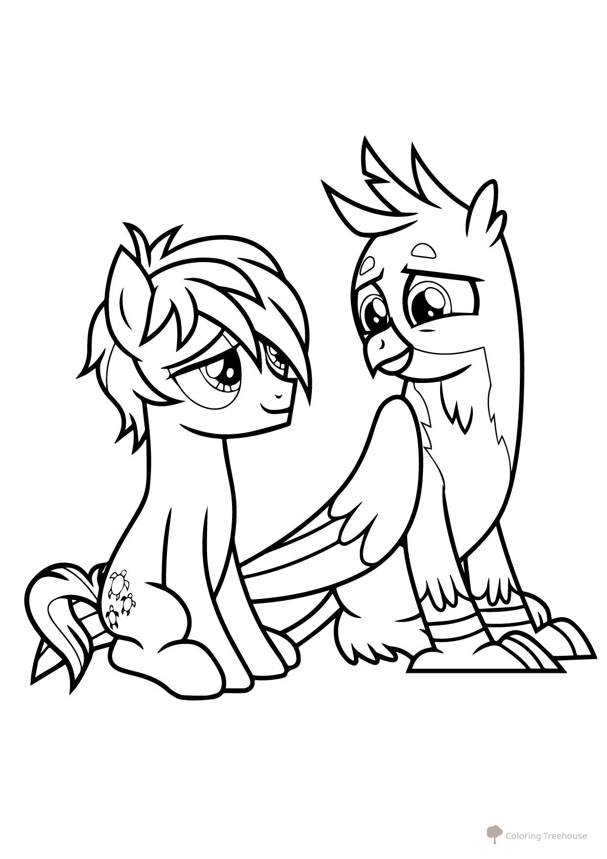 Página para colorear: Gallus y el pony Sandbar dibujo para colorear gratis de Páginas para colorear de My Little Pony