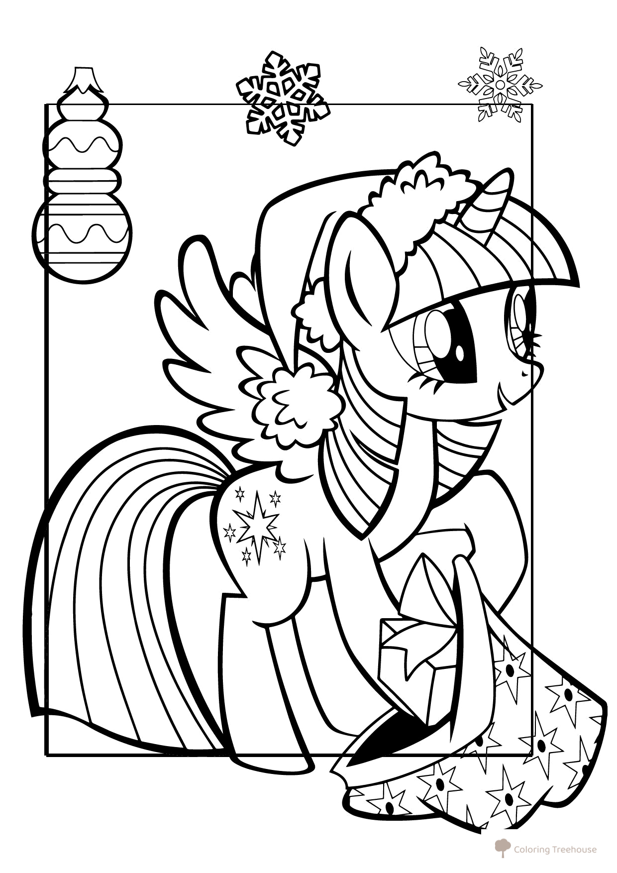 Iskorka with Gifts for New Year Coloring Page free printable My Little Pony Coloring Pages coloring page