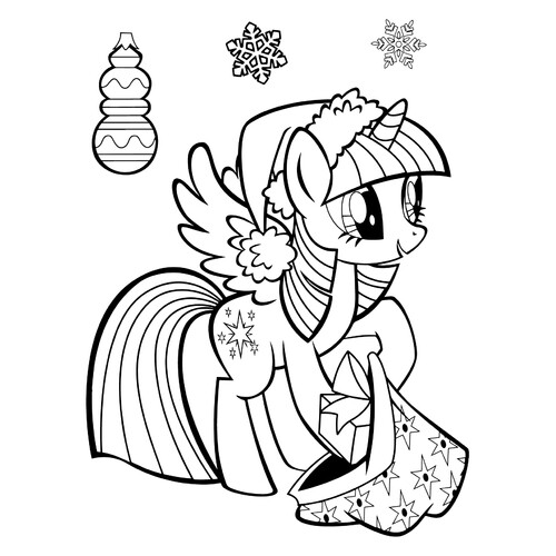 Iskorka with Gifts for New Year Coloring Page free printable My Little Pony Coloring Pages coloring page