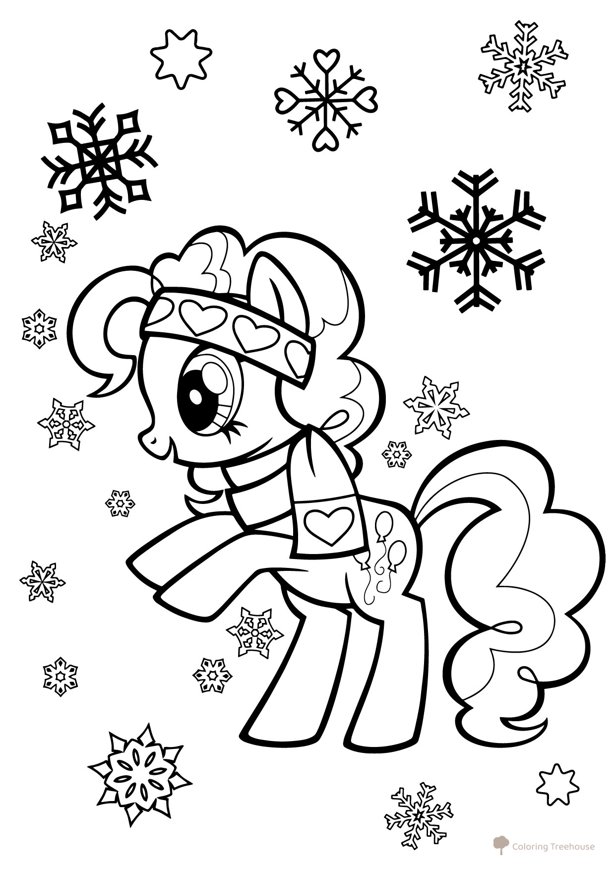 Pinki Pie y copos de nieve - página para colorear dibujo para colorear gratis de Páginas para colorear de My Little Pony