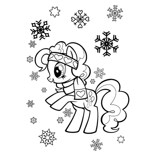Pinki Pie y copos de nieve - página para colorear dibujo para colorear gratis de Páginas para colorear de My Little Pony