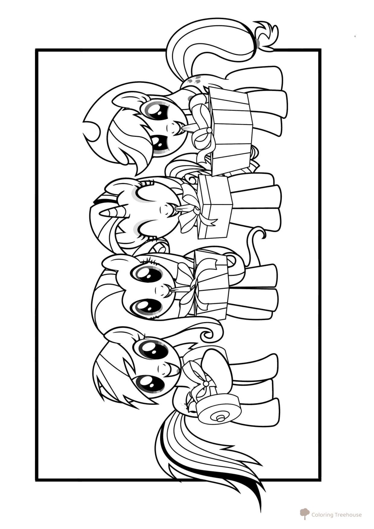 Pony and Gifts Coloring Page free printable My Little Pony Coloring Pages coloring page
