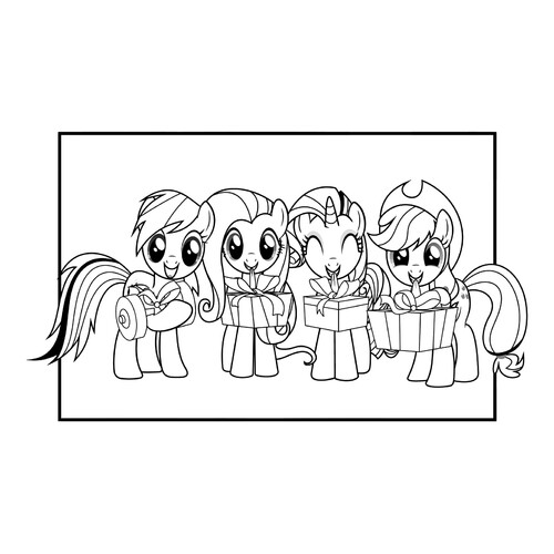 Pony and Gifts Coloring Page free printable My Little Pony Coloring Pages coloring page