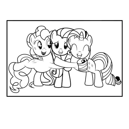 Rarity, Fluttershy and Pinkie Pie Coloring Page free printable My Little Pony Coloring Pages coloring page