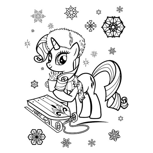 Rarity and Sled Coloring Page free printable My Little Pony Coloring Pages coloring page