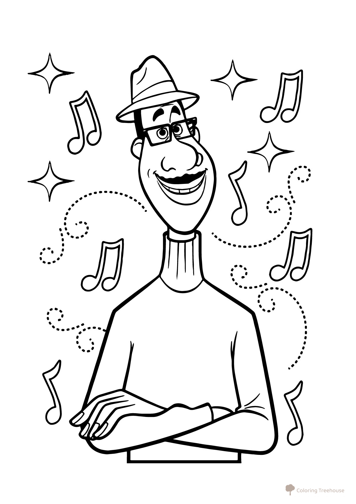 Joe Gardner Coloring Page - Jazz Musician free printable Soul Coloring Pages coloring page