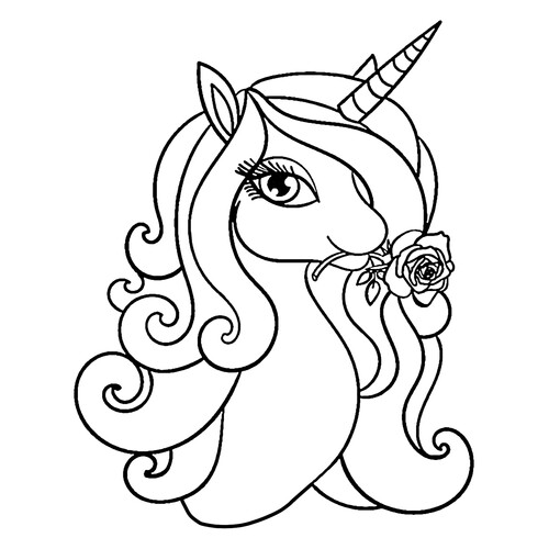 Unicorn and Rose Coloring Page free printable Unicorn Coloring Pages coloring page