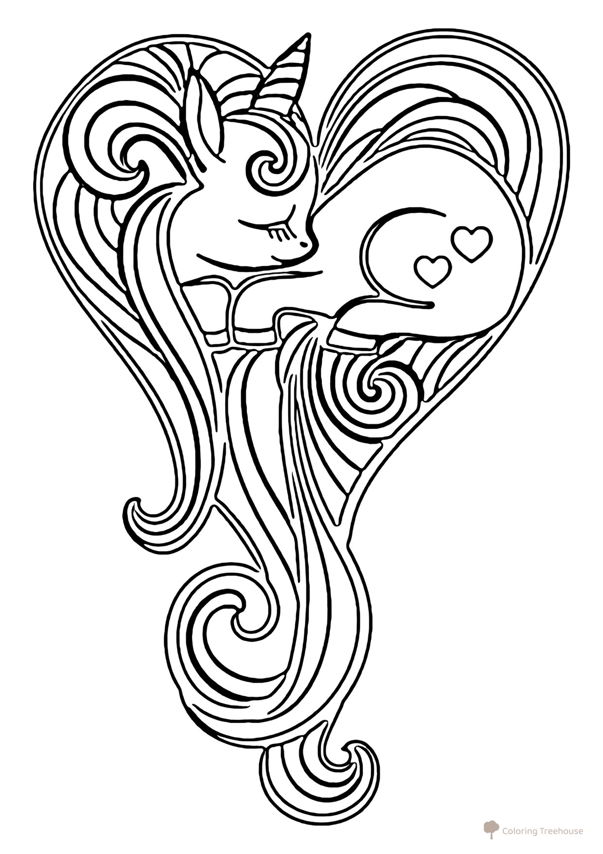 Cute Unicorn Coloring Page free printable Unicorn Coloring Pages coloring page