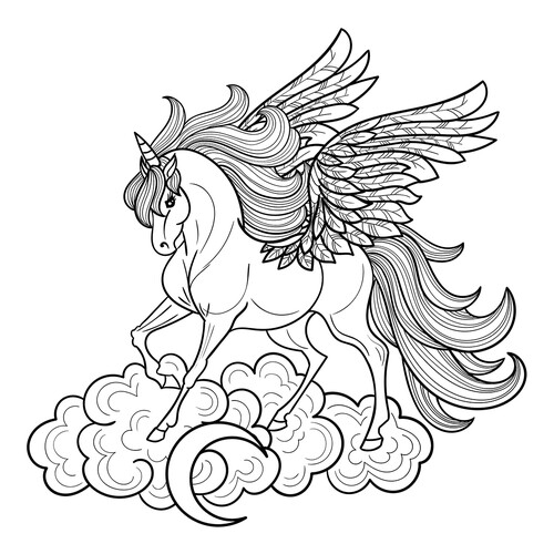 Unicorn-Pegasus Coloring Page free printable Unicorn Coloring Pages coloring page