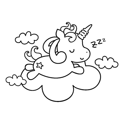 Unicorn Sleeping in the Clouds Coloring Page free printable Unicorn Coloring Pages coloring page