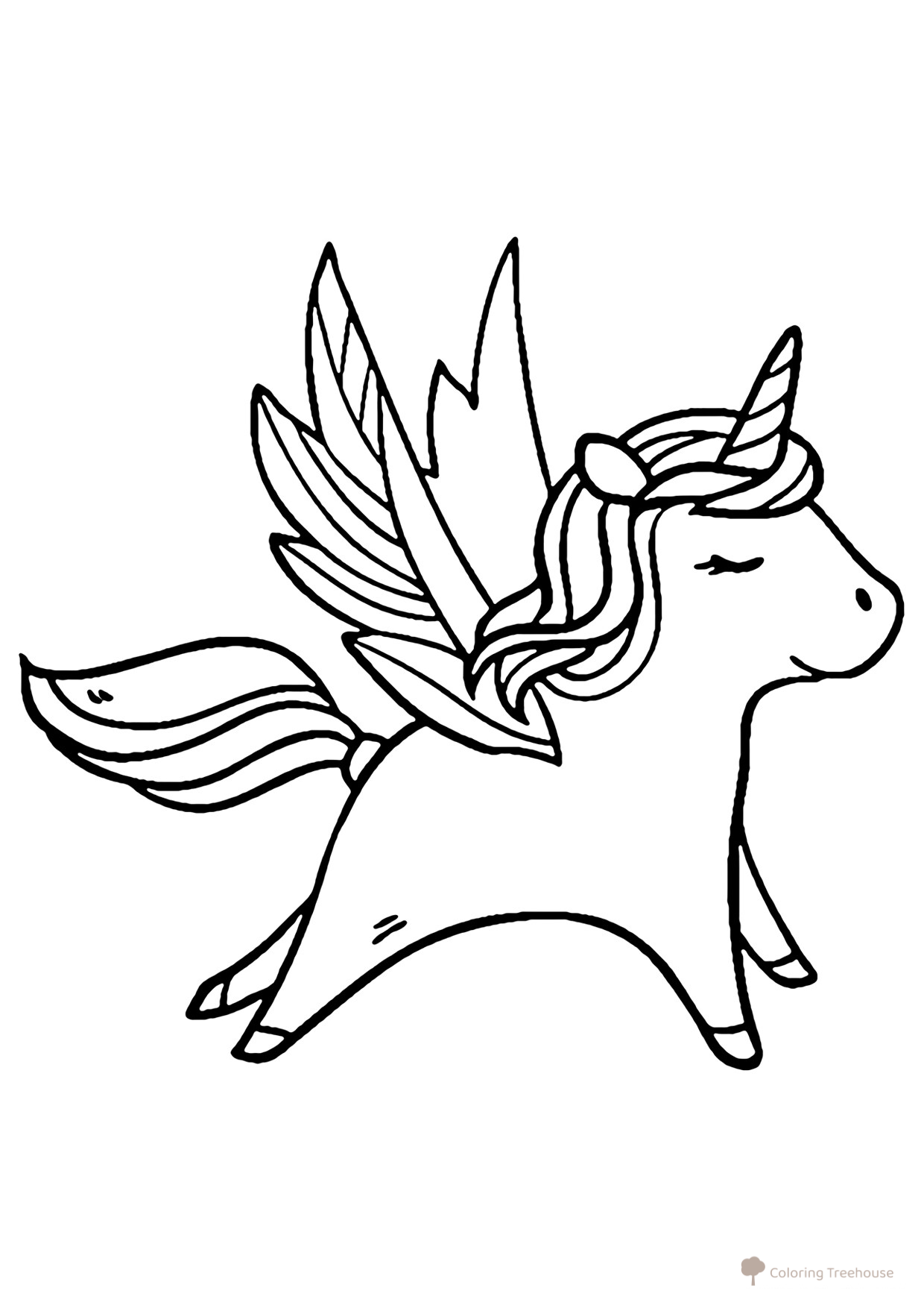 Página para colorear: Unicornio silbato dibujo para colorear gratis de Páginas para colorear de unicornios