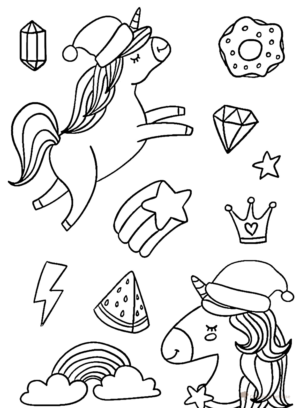Página para colorear: Unicornios y dibujos dibujo para colorear gratis de Páginas para colorear de unicornios