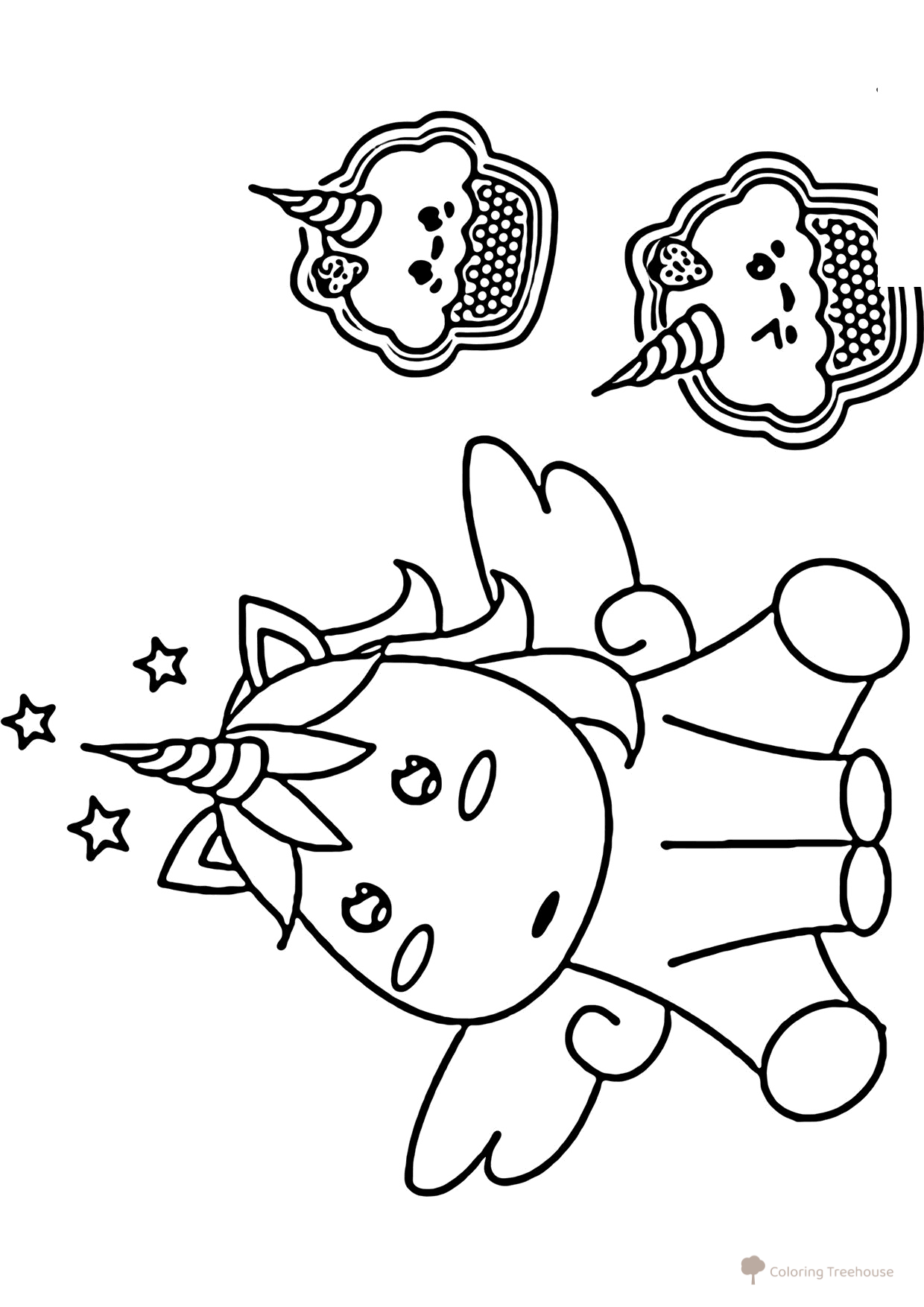 Página para colorear: Unicornio y cupcakes dibujo para colorear gratis de Páginas para colorear de unicornios
