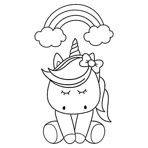 Unicorn under a Rainbow Coloring Page free printable Unicorn Coloring Pages coloring page
